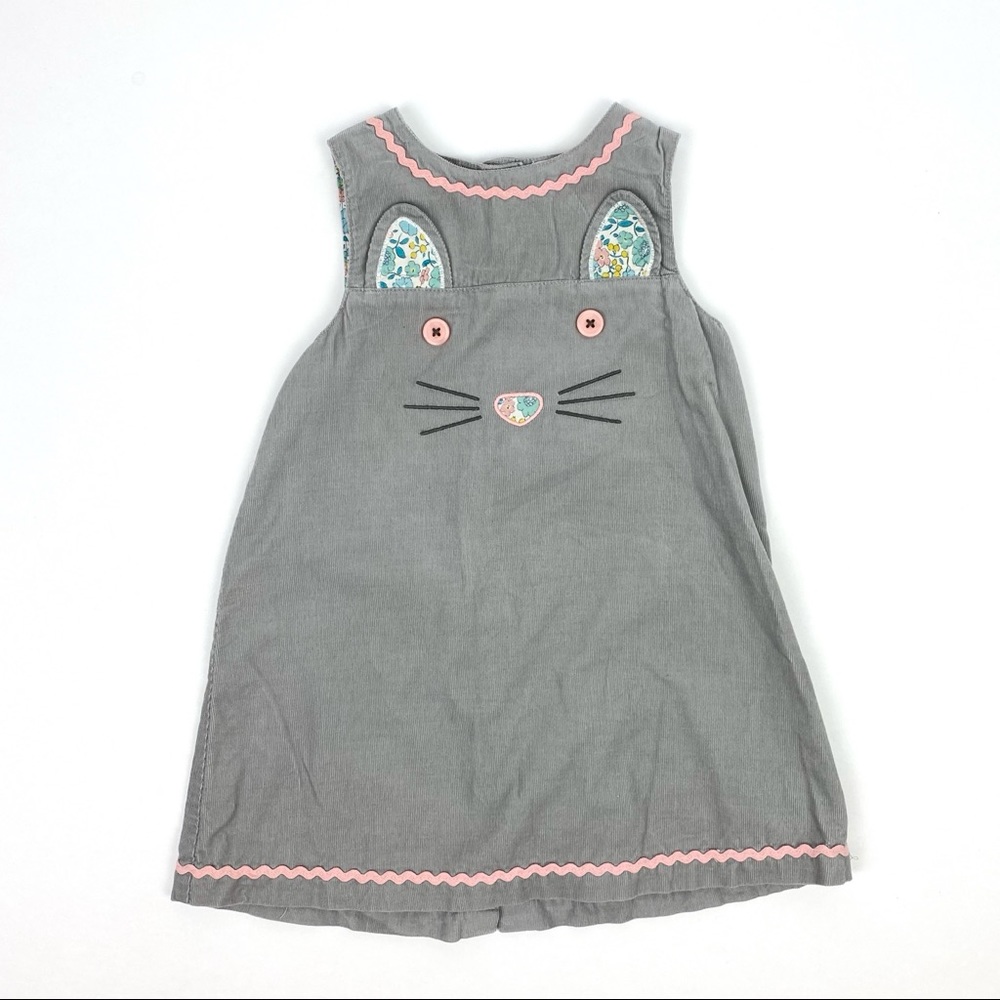 Baby Boden Gray Corduroy Critter Jumper Dress 18 M